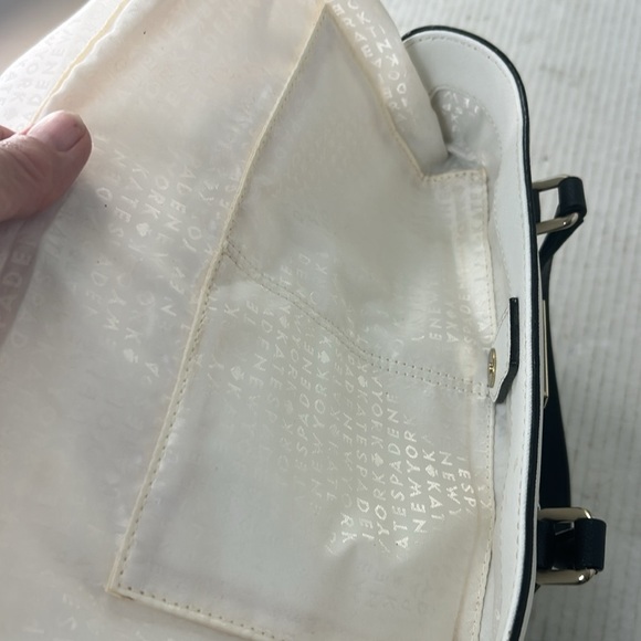 Kate Spade Laurel Way Evangelie Tote Cream Nude Black Straps Gold Satchel Bag - Picture 13 of 14